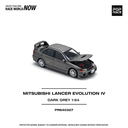 Pop Race 1:64 MITSUBISHI LANCER EVOLUTION IV DARK GREY PR640327 (Preorder)