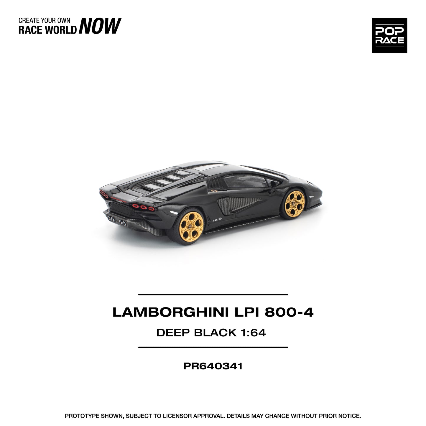Pop Race 1:64 LAMBORGHINI COUNTACH LPI 800-4 DEEP BLACK PR640341