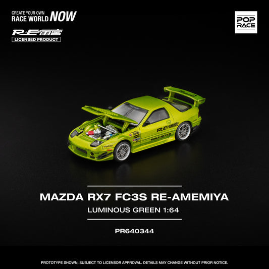 (Preorder) Pop Race 1:64 MAZDA RX7 FC3S RE-AMEMIYA LUMINOUS GREEN PR640344