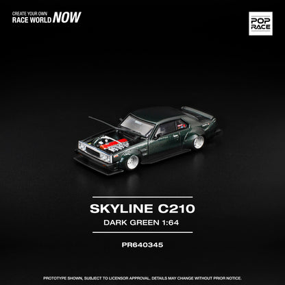 Pop Race 1:64 SKYLINE C210 DARK GREEN PR640345