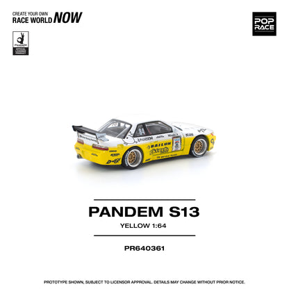 (Preorder) Pop Race 1:64 PANDEM SILVIA S13 2020 D1 LIGHTS YELLOW/WHITE PR640361