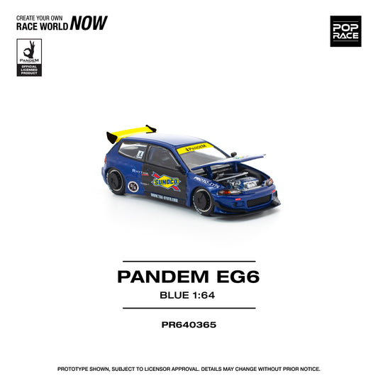 (Preorder) Pop Race 1:64 PANDEM CIVIC EG6 BLUE/BLACK PR640365
