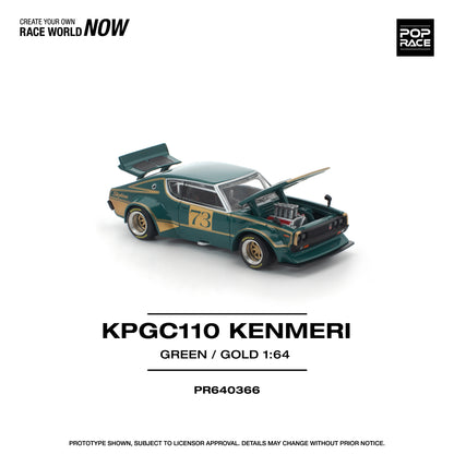 (Preorder) Pop Race 1:64 KPGC110 KENMERI RACING #73 GREEN/GOLD PR640366