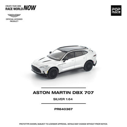 Pop Race Aston Martin DBX 707 Silver in white background