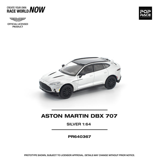 Pop Race Aston Martin DBX 707 Silver in white background
