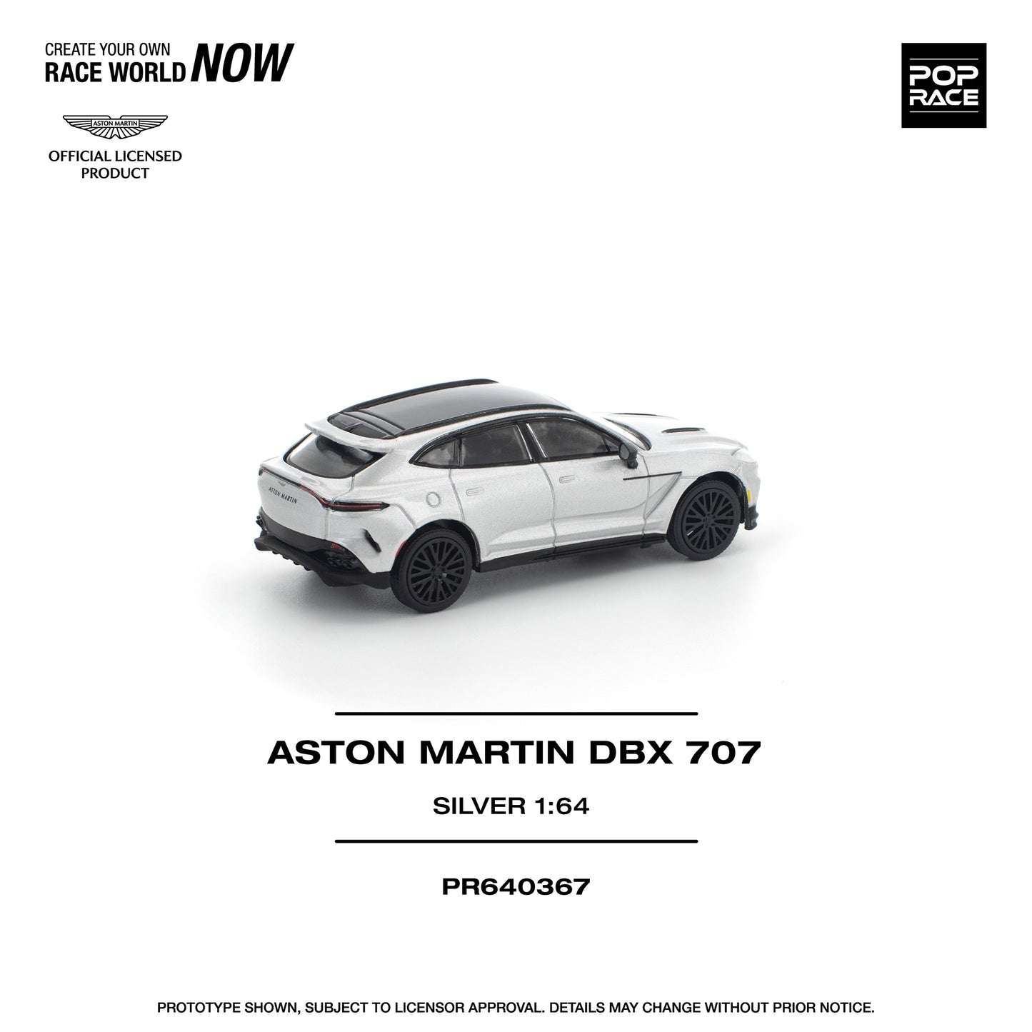 Pop Race Aston Martin DBX 707 Silver in white background