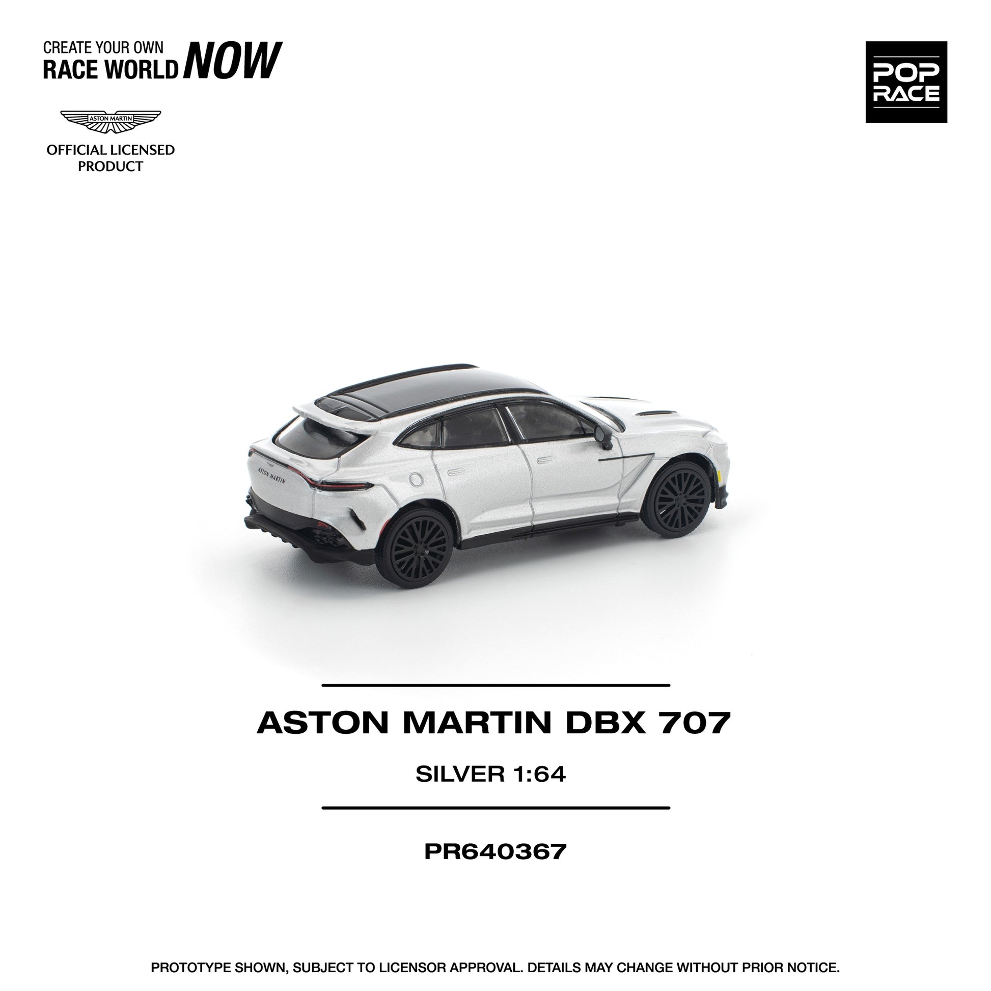 Pop Race Aston Martin DBX 707 Silver in white background