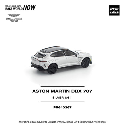 Pop Race Aston Martin DBX 707 Silver in white background