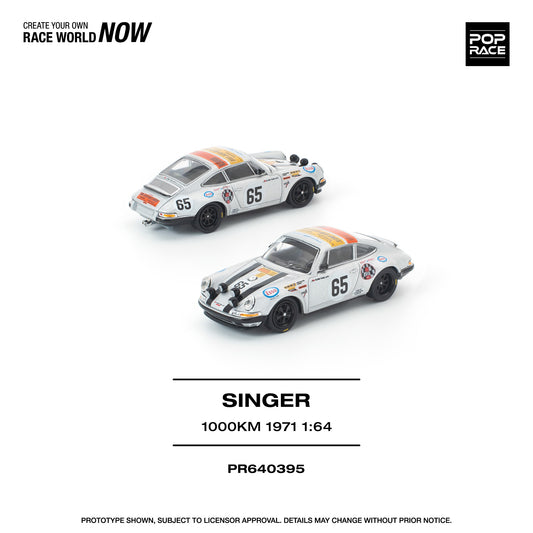 Two Pop Race Porsche Singer 1000KM 1971 White in white background