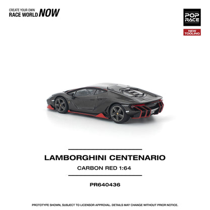 (Preorder) Pop Race 1:64 LAMBORGHINI CENTENARIO CARBON/RED PR640436