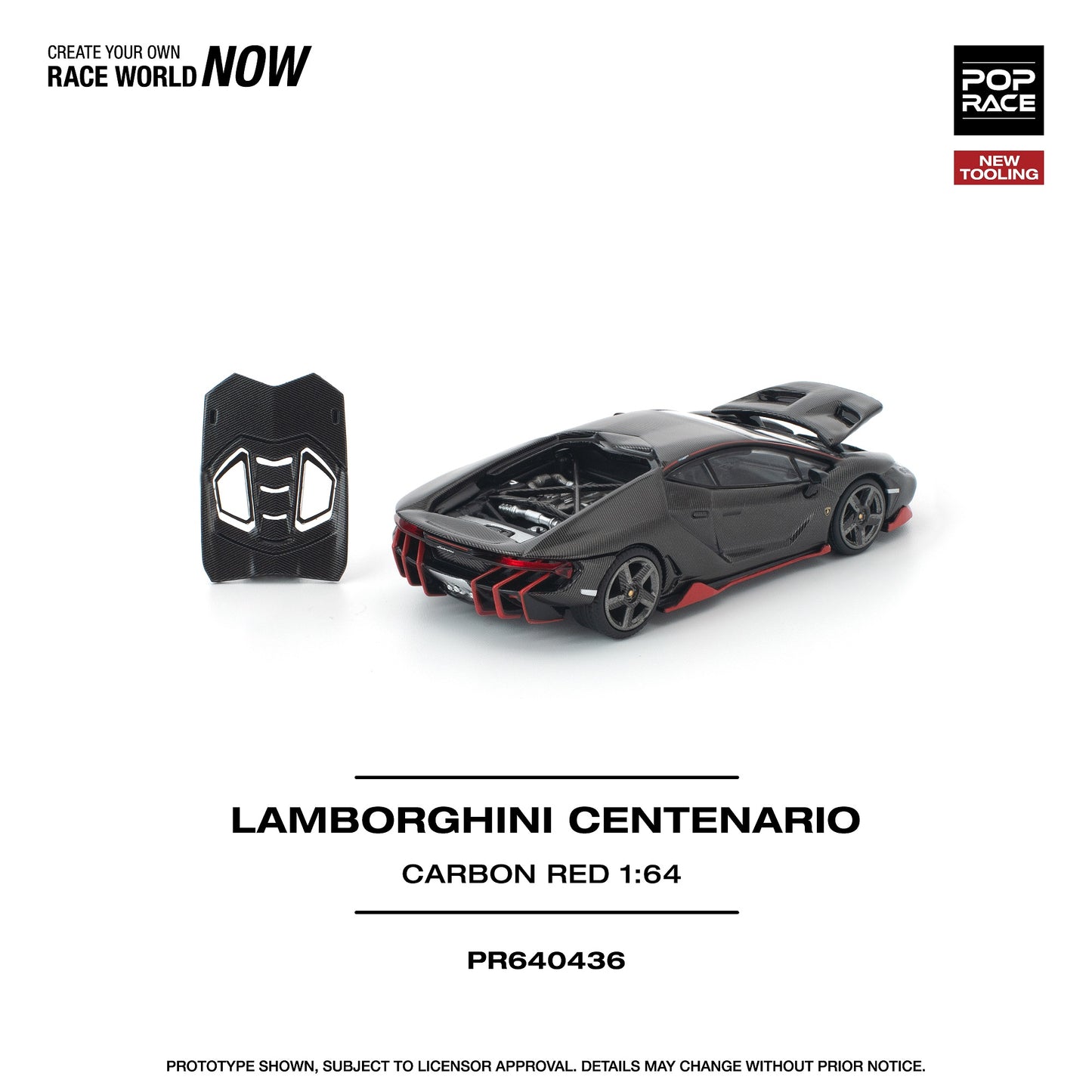 (Preorder) Pop Race 1:64 LAMBORGHINI CENTENARIO CARBON/RED PR640436