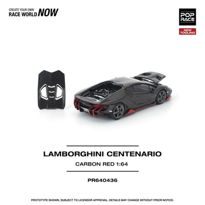 (Preorder) Pop Race 1:64 LAMBORGHINI CENTENARIO CARBON/RED PR640436