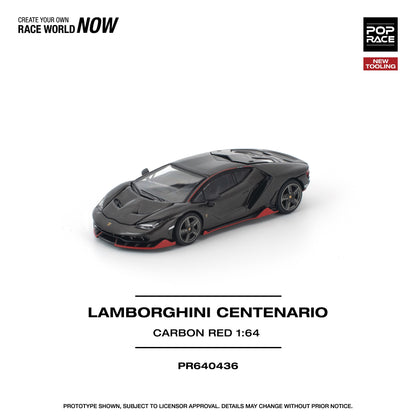 (Preorder) Pop Race 1:64 LAMBORGHINI CENTENARIO CARBON/RED PR640436