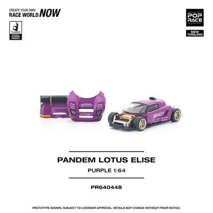 Purple model car and packaging on a white background with branding and product details.