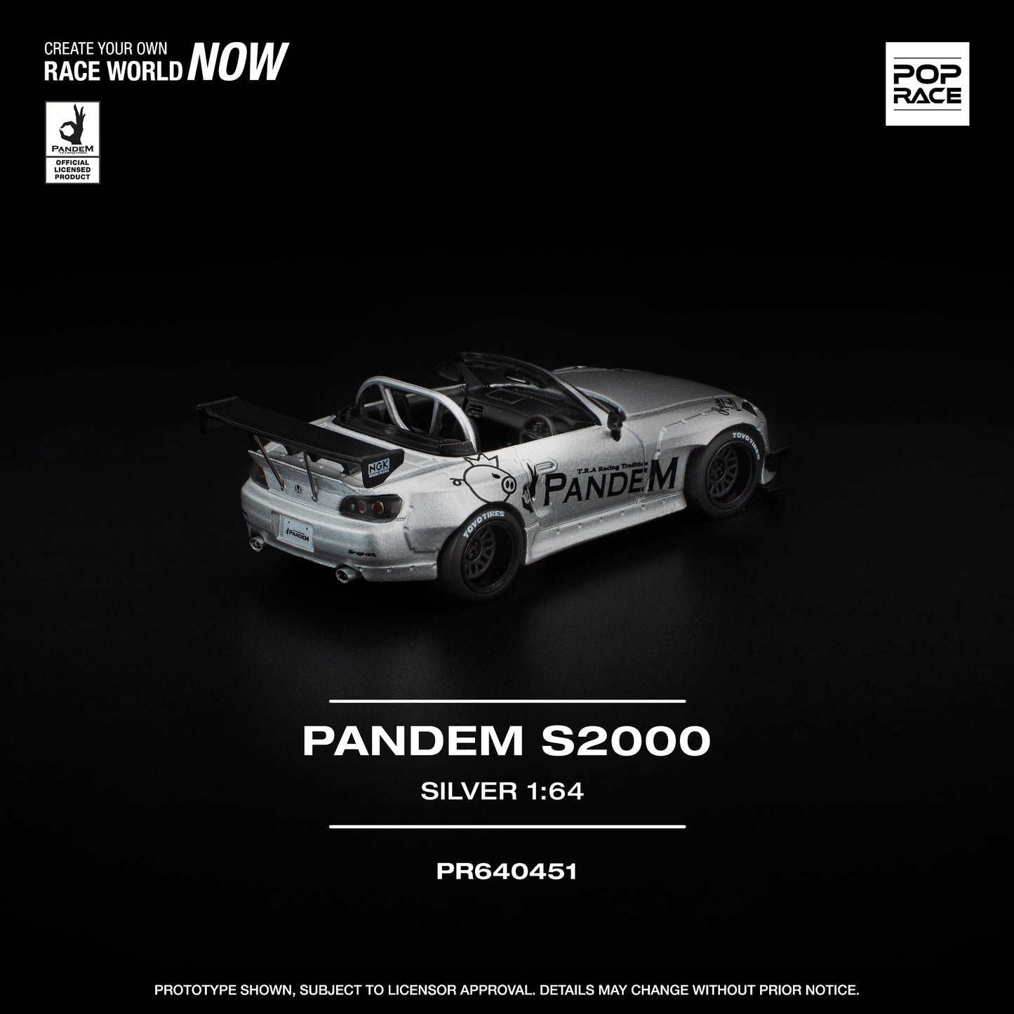 (Preorder) Pop Race 1:64 PANDEM S2000 SILVER PR640451