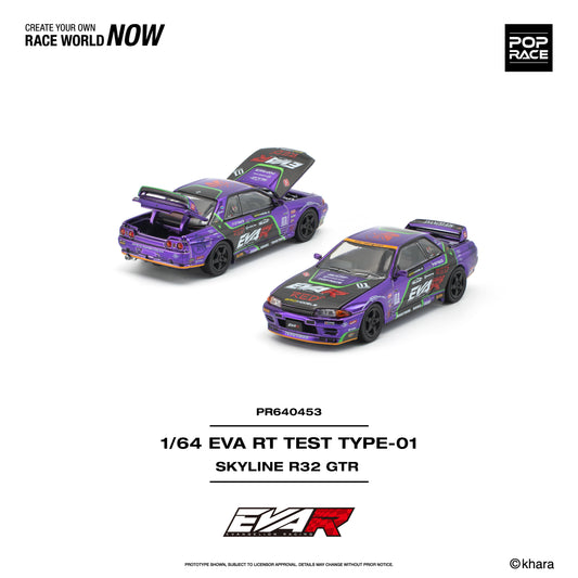 Model car of a Skyline R32 GTR with branding and text on a white background