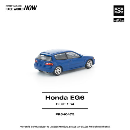 Blue model car Honda EG6 on a white background with branding text.