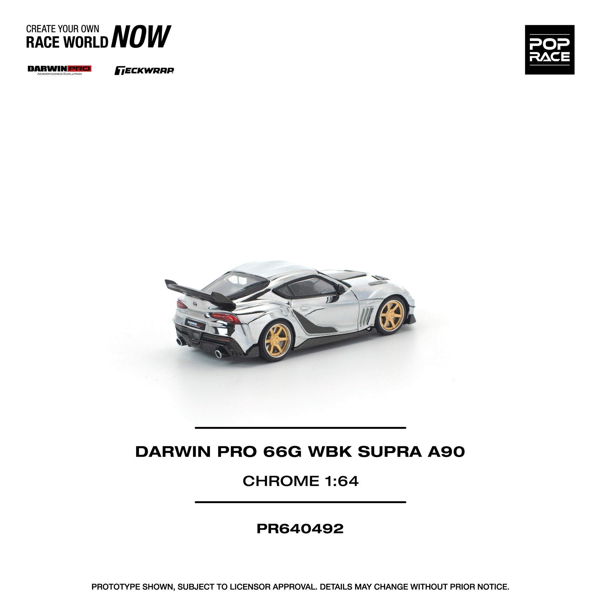 Pop Race 1:64 DARWIN PRO 66G WBK SUPRA A90 SILVER CHROME PR640492