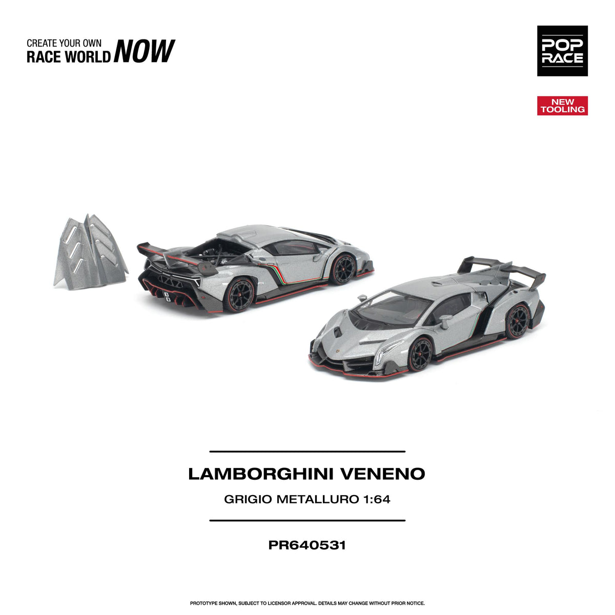(Preorder) Pop Race 1:64 LAMBORGHINI VENENO GRIGIO METALLURO PR640531