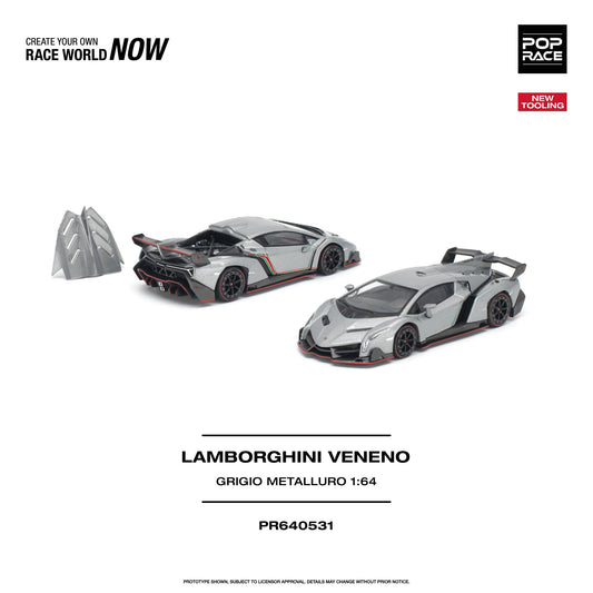 (Preorder) Pop Race 1:64 LAMBORGHINI VENENO GRIGIO METALLURO PR640531