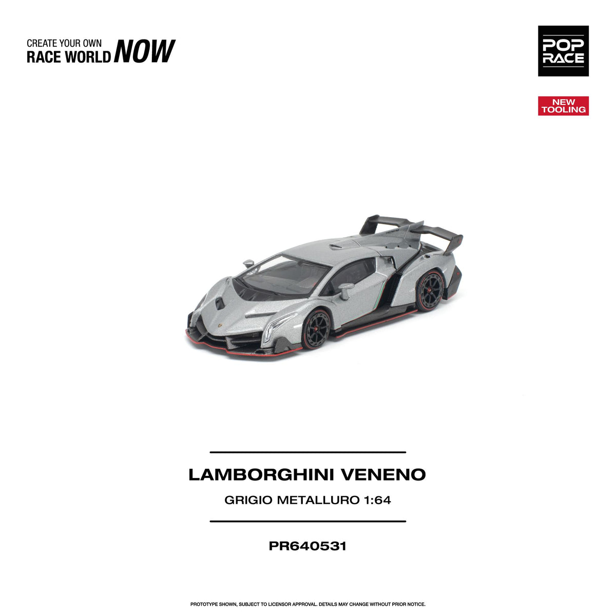 (Preorder) Pop Race 1:64 LAMBORGHINI VENENO GRIGIO METALLURO PR640531