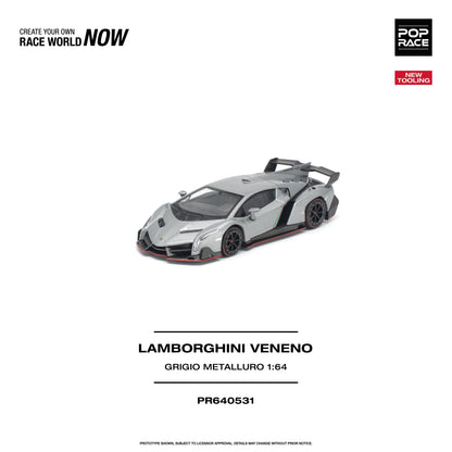 (Preorder) Pop Race 1:64 LAMBORGHINI VENENO GRIGIO METALLURO PR640531