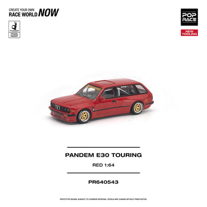 Red model car with gold wheels on a white background, featuring branding and product details.