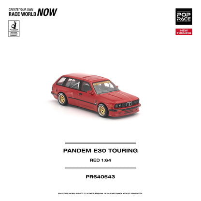Red model car with yellow wheels on a white background, featuring branding and product details.