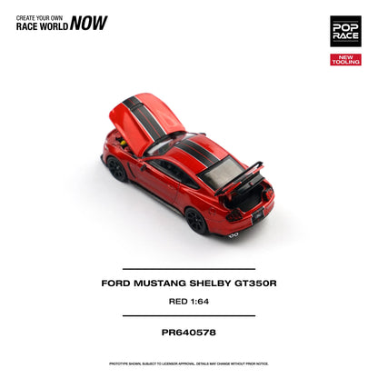 Red model car with open doors on a white background, featuring 'Pop Race' branding.