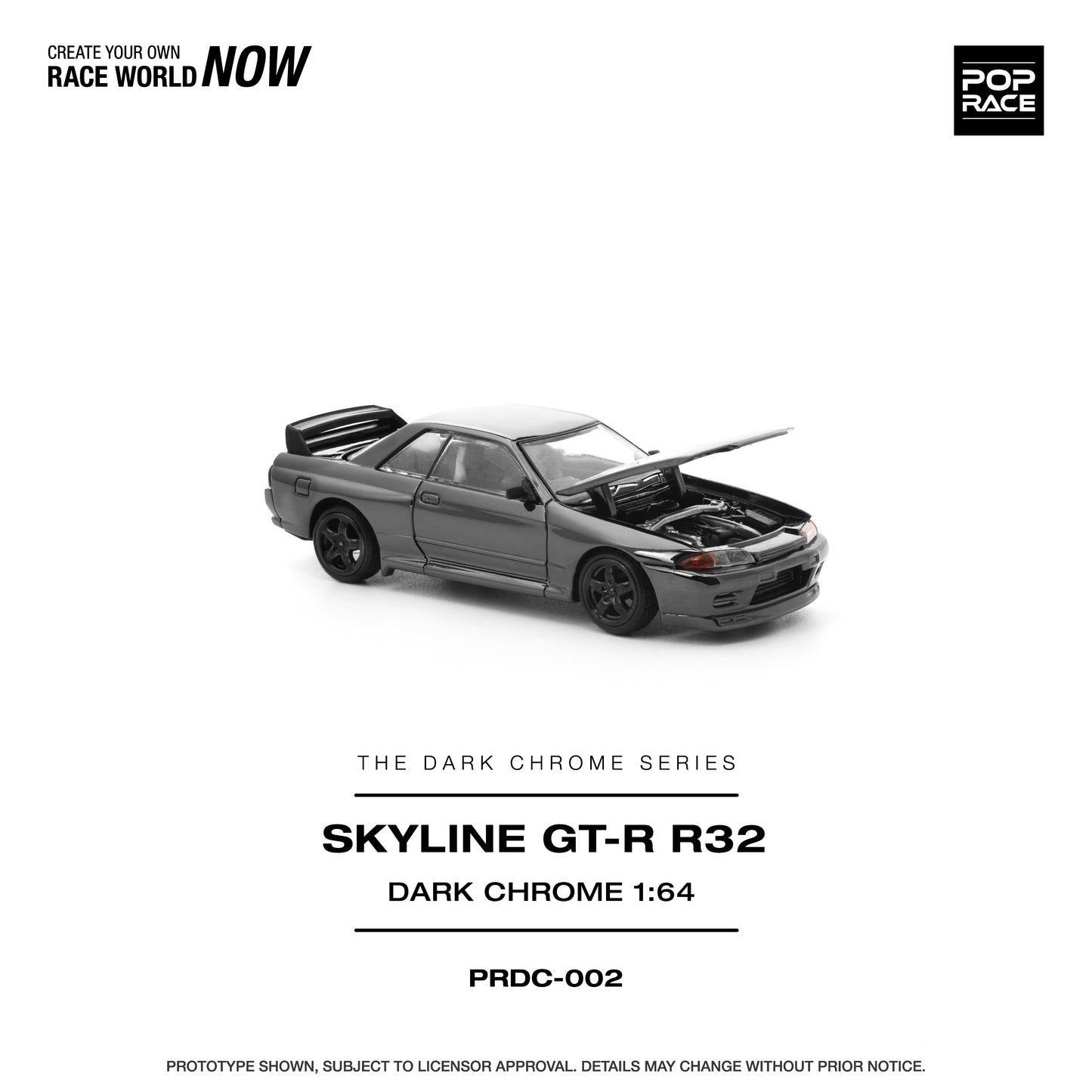 (Preorder) Pop Race 1:64 NISSAN R32 GT-R DARK CHROME PRDC002