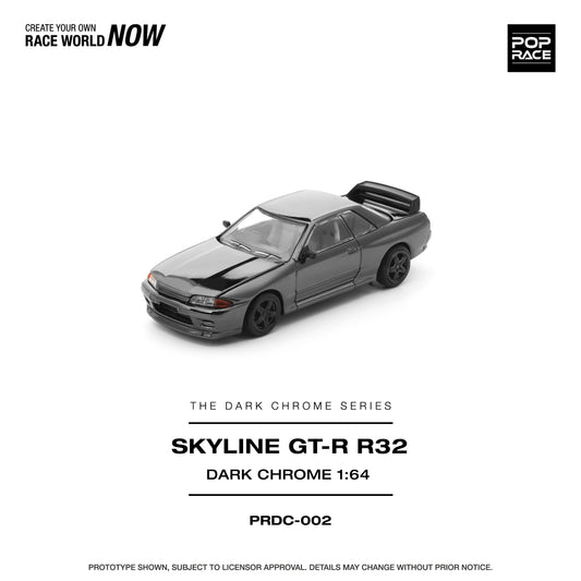 (Preorder) Pop Race 1:64 NISSAN R32 GT-R DARK CHROME PRDC002