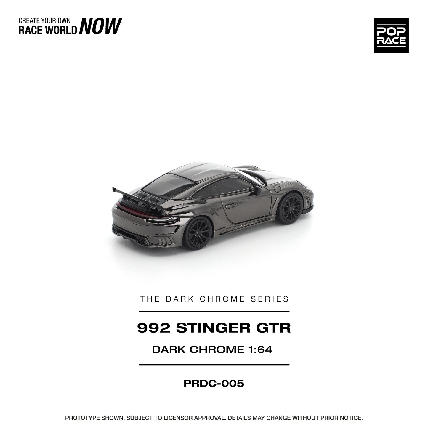 (Preorder) Pop Race 1:64 992 STINGER GTR DARK CHROME PRDC005