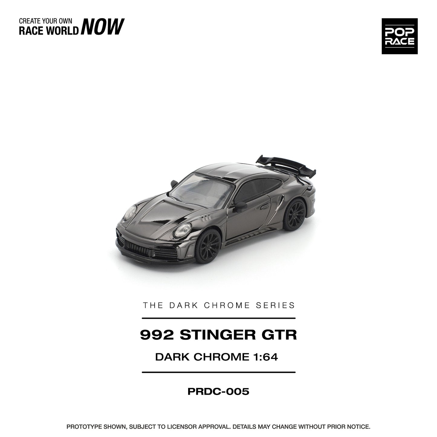 (Preorder) Pop Race 1:64 992 STINGER GTR DARK CHROME PRDC005