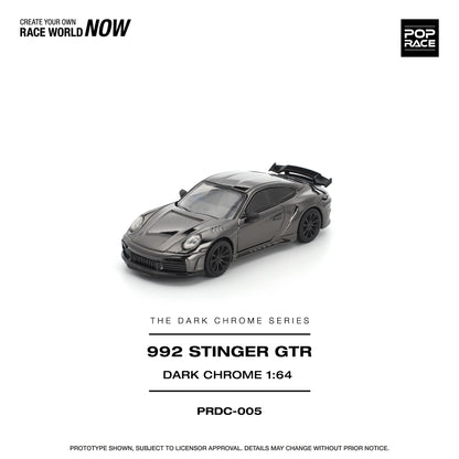 (Preorder) Pop Race 1:64 992 STINGER GTR DARK CHROME PRDC005