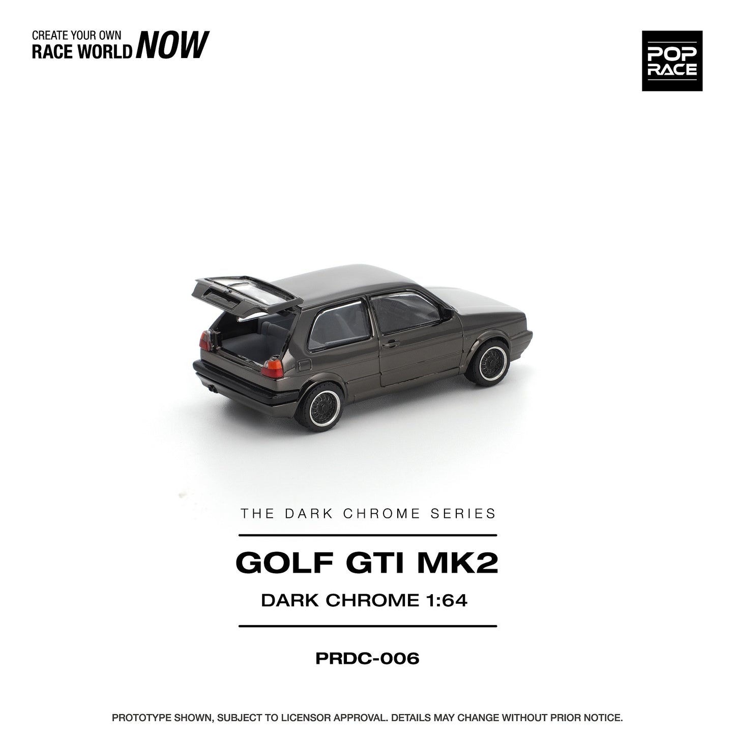(Preorder) Pop Race 1:64 GOLF GTI MK2 DARK CHROME PRDC006
