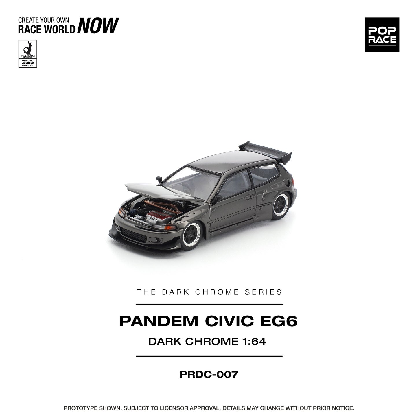 (Preorder) Pop Race 1:64 PANDEM CIVIC EG6 DARK CHROME PRDC007