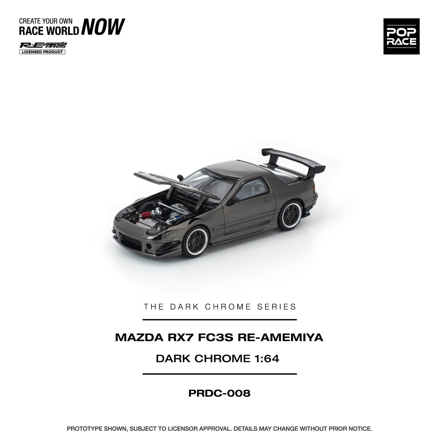 (Preorder) Pop Race 1:64 MAZDA RX7 (FC3S) RE-AMEMIYA DARK CHROME PRDC008