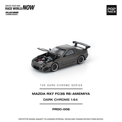 (Preorder) Pop Race 1:64 MAZDA RX7 (FC3S) RE-AMEMIYA DARK CHROME PRDC008