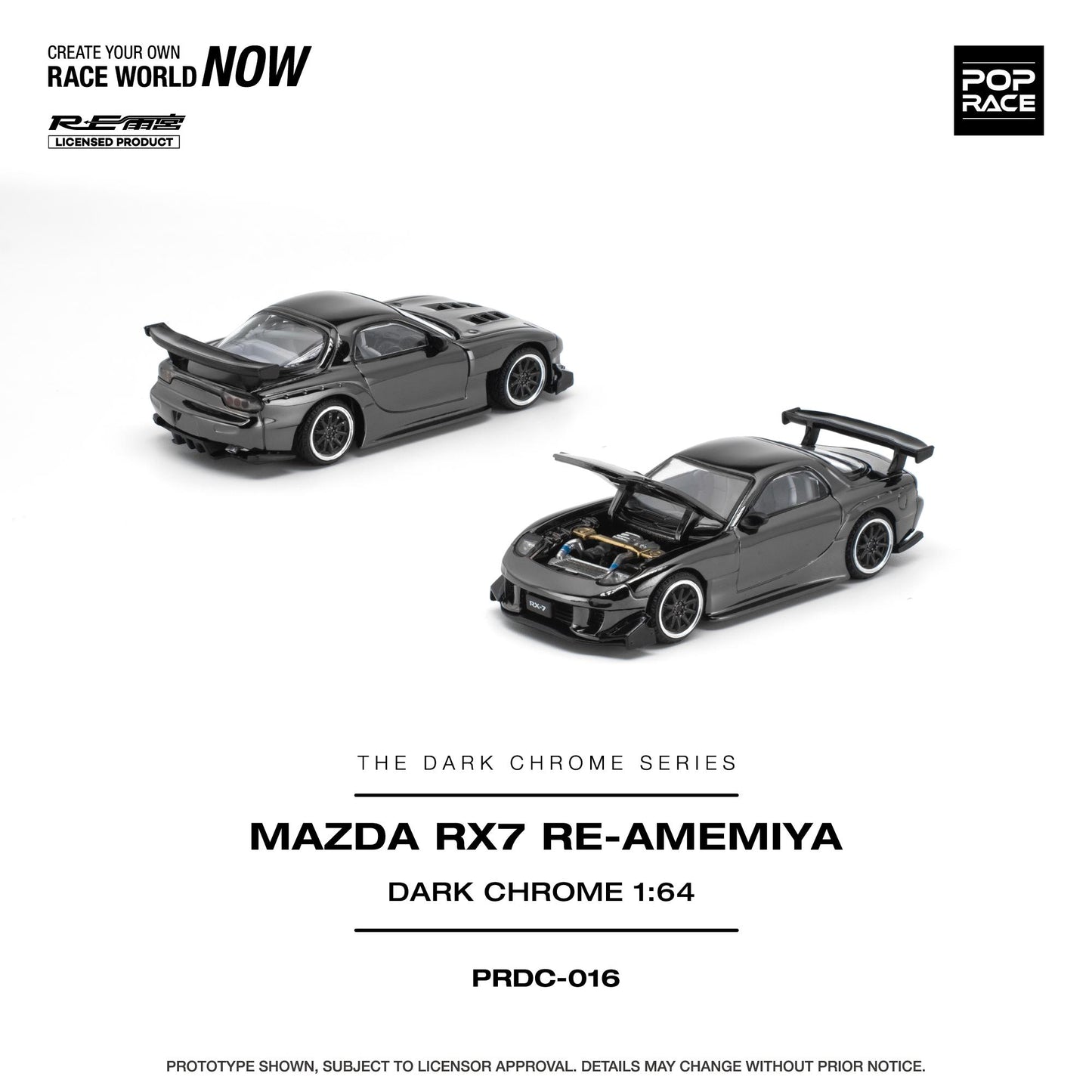(Preorder) Pop Race 1:64 MAZDA RX-7 RE-AMEMIYA - DARK CHROME PRDC016