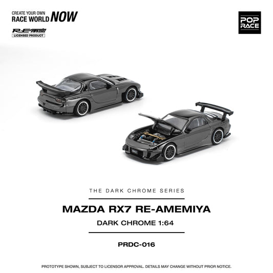 (Preorder) Pop Race 1:64 MAZDA RX-7 RE-AMEMIYA - DARK CHROME PRDC016