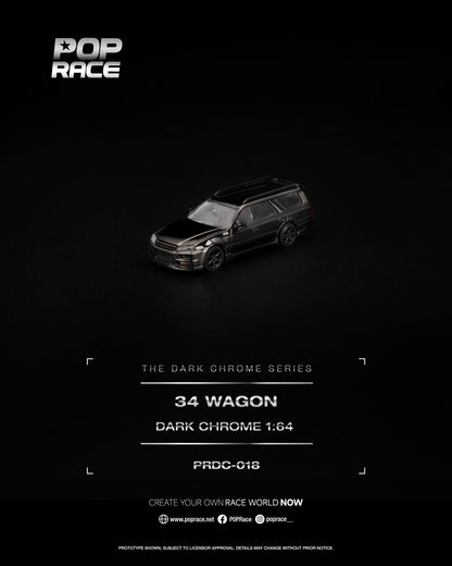 (Preorder) Pop Race 1:64 R34 WAGON DARK CHROME PRDC018