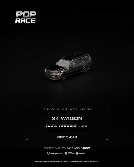 (Preorder) Pop Race 1:64 R34 WAGON DARK CHROME PRDC018