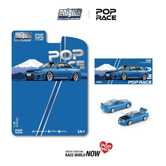 (Preorder) Pop Race x Enigma 1:64 NISSAN SKYLINE GT-R R33 NISMO 400R CHAMPIONSHIP BLUE PRE019