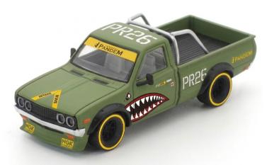 Model green truck with 'PR26' and 'Pandem' branding on a white background