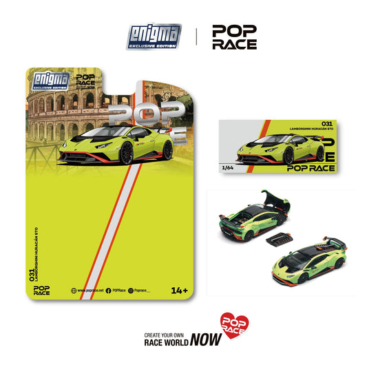 Pop Race toy car packaging with model cars on a white background
