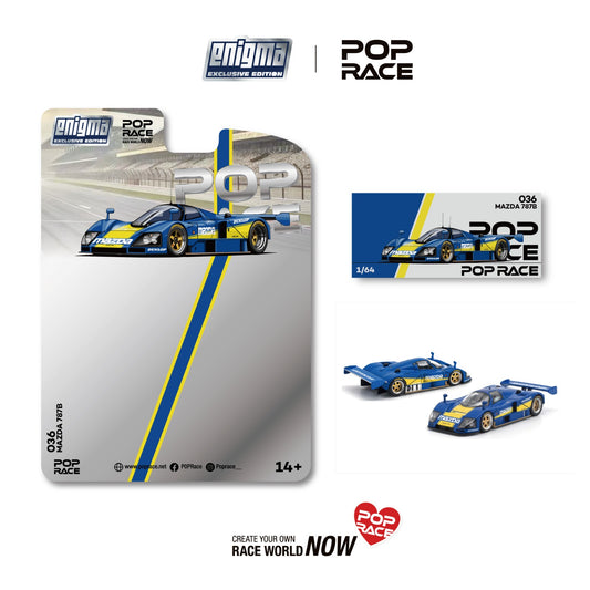 (Preorder) Pop Race x Enigma 1:64 MAZDA 787B RACING BLUE/YELLOW PRE036