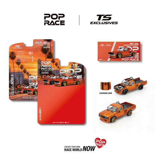 Pop Race toy cars with packaging and branding on a white background