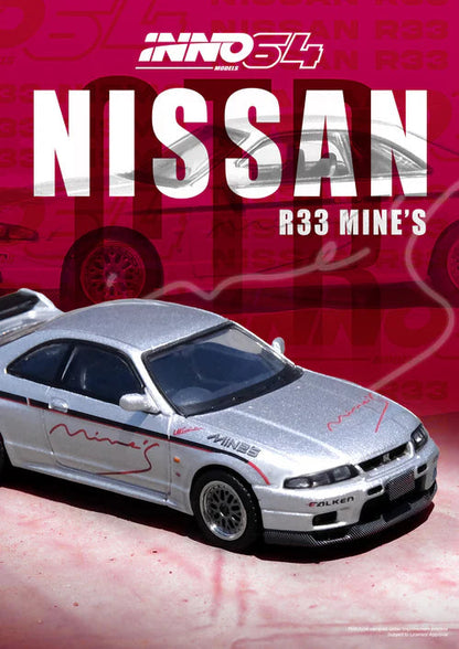 Inno64 1:64 Nissan Skyline GR-R (R33) "Tuned by MINE'S" IN64-R33-MINES-S