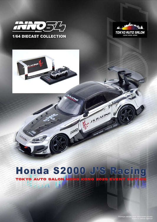 Model car of Honda S2000 J'S Racing with INNO54 branding on a gray background