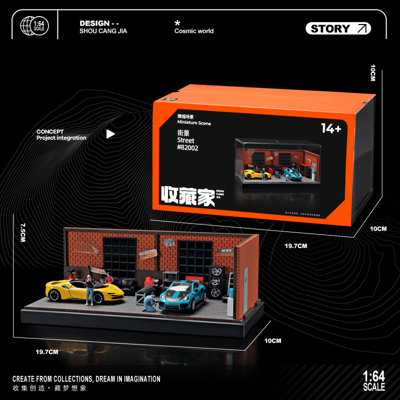 Shou Cang Jia 1:64 CAR REPAIR WORKSHOP SCENE SCJ82002-A